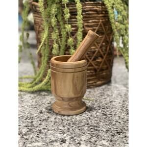 Culinary Corner Wood Mortar & Pestle Grinder Spice Herb Garlic Crusher Grinding